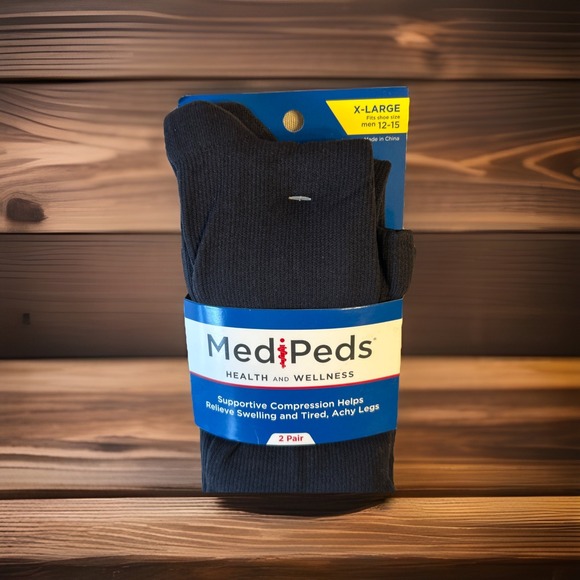 Medipeds Men Socks XL 12-15 Black Supportive Compression Relieve Swelling NWT - Picture 2 of 3